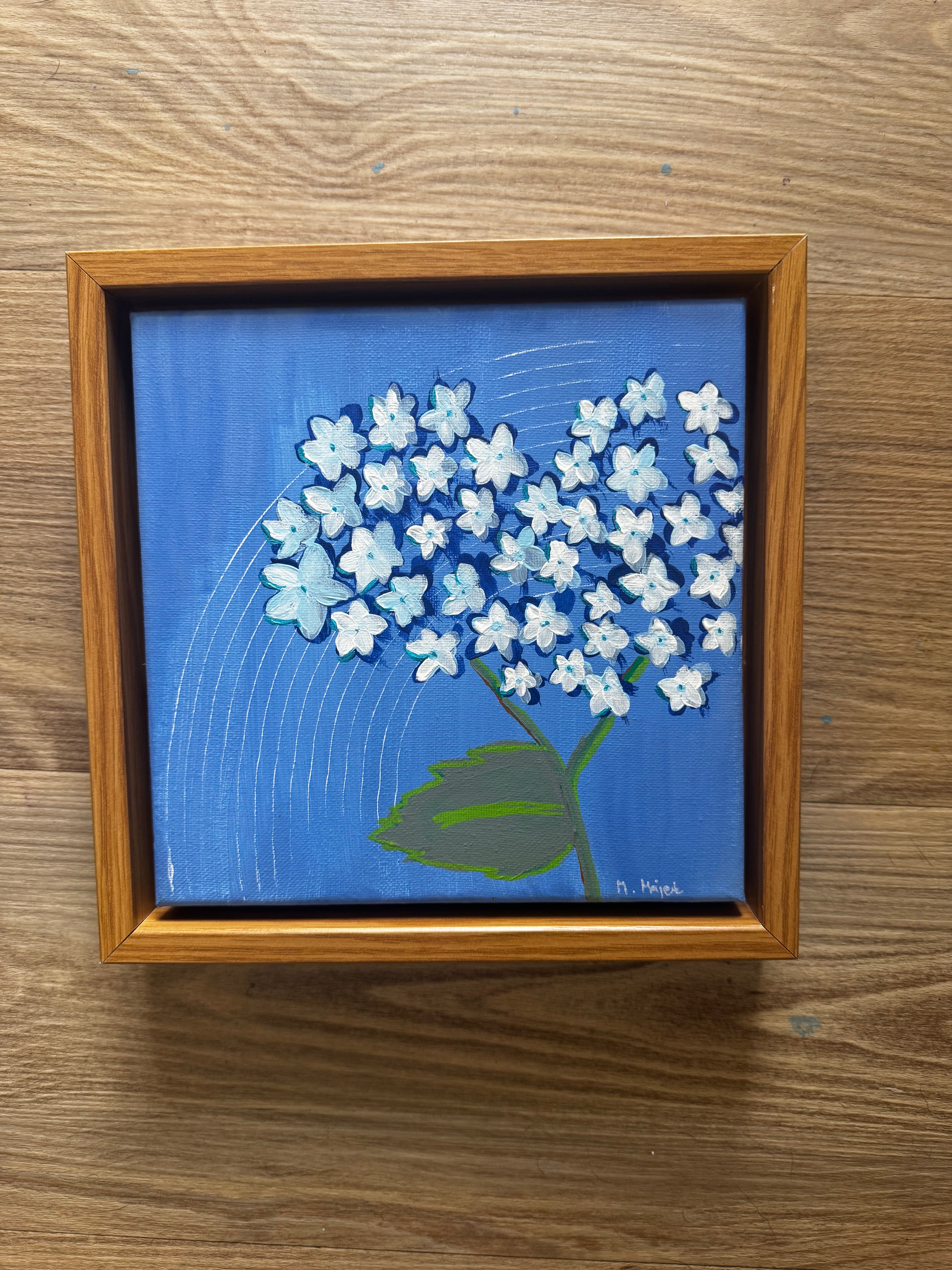 Blaues Flüstern 20x20cm gerahmt