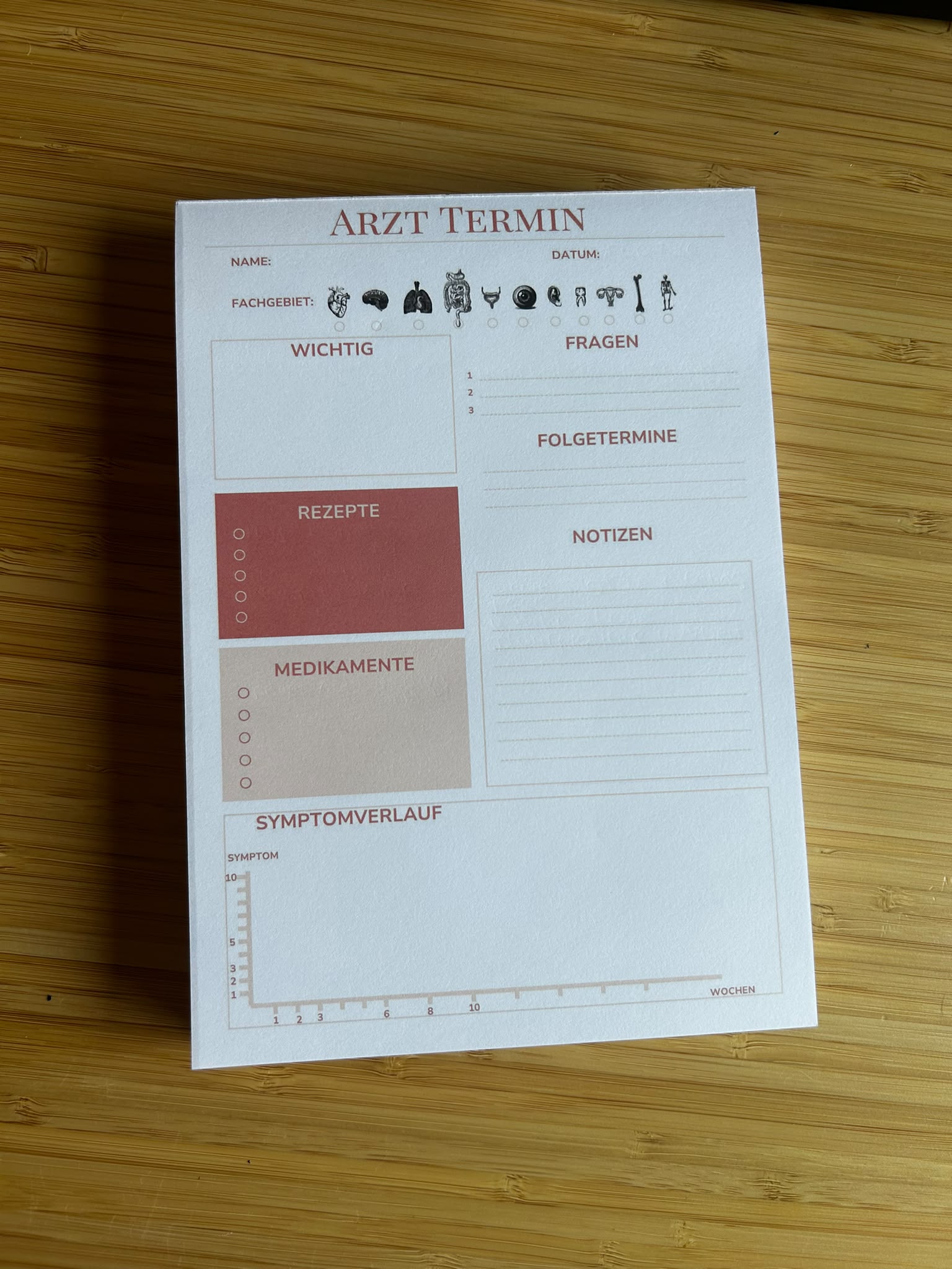 Arzttermin-Notizblock – A5 | 200 Blatt